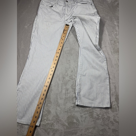 Frame Le Crop Mini Boot Cobalt Multi Blue White Striped Cotton Blend Jeans 28 - Picture 10 of 15